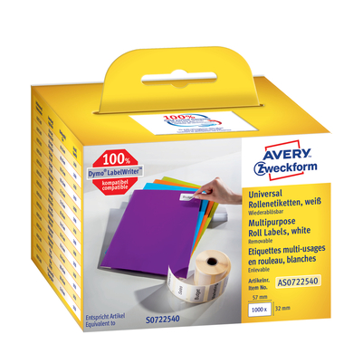 AVERY ZWECKFORM Etichette universale 57x32mm AS0722540 bianco, rossoolo 1000 pezzi