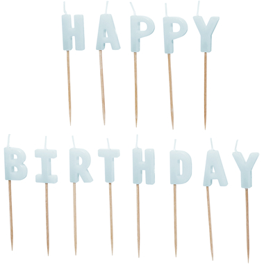 PARTYDECO Bougies Happy Birthday SCS-13-011J bleu clair