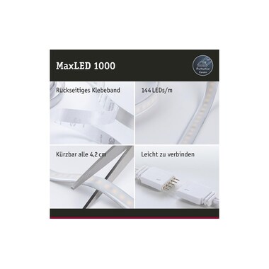 Paulmann LED-Stripe MaxLED 1000 6500 K, 3 m set base