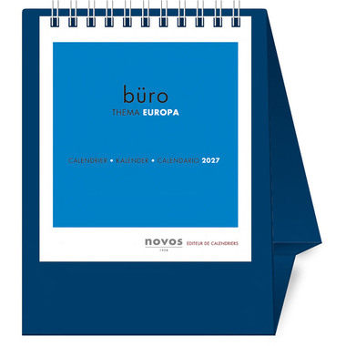 NOVOS Tischkalender Europa 2027 500046 1M/1S dunkelblau ML 11.5x14cm