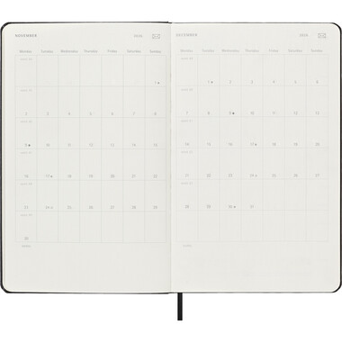 MOLESKINE Agenda Smart Diary Large 2026 SMDHB12WN3Y26 1W/1S schwarz HC 13x21cm