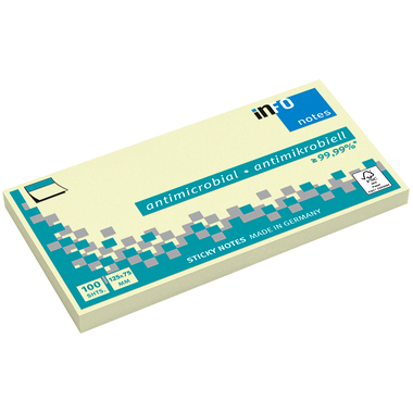 INFO Notes autocollantes 75x125mm 5155-01 antimicrobien, jaune 100 flls.