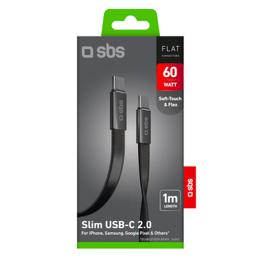 Schlankes Lade- und Datenkabel, USB-C-2.0-Stecker, 1m | SBS