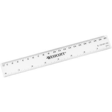WESTCOTT Kunststofflineal 20cm E-1018100 cm/inch Skala