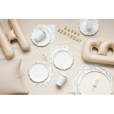 PARTYDECO Servietten 33x33cm SP33-103-008 weiss/gold 12 Stück