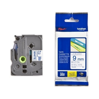 PTOUCH Nastro, plastific. blu/bianco TZe-223 PT-1280VP 9 mm