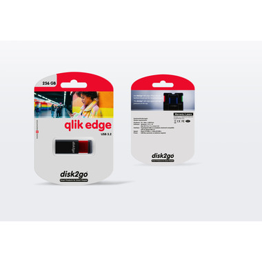 DISK2GO USB-Stick qlik edge 256GB 30006727 USB 3.1 red