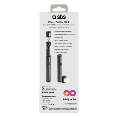 Bastone selfie wireless con flash magnetico