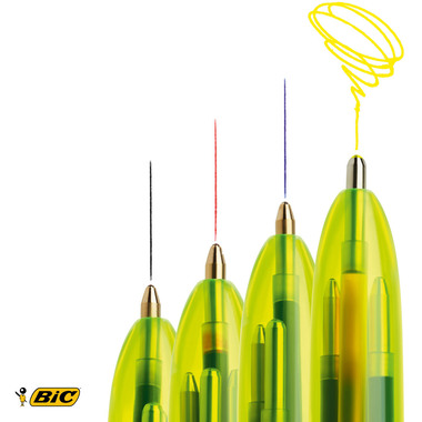 BIC Kugelschreiber Fluo 982868 4 Colours Box, 12 Stück
