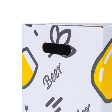 Beer packaging with grip holes for 24x 0.33l bottles with bottle height 235mm & Ø60mm