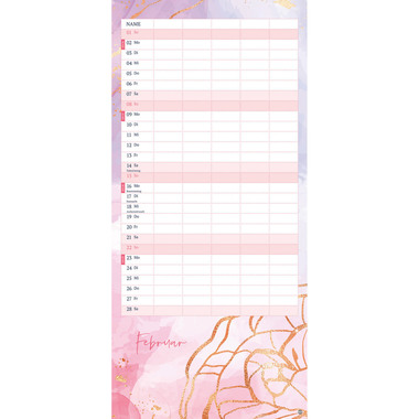 HEYE Planificateur Watercolor 2026 23447+26 1M/1P AL 5 colonnes 21x45cm