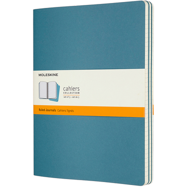 MOLESKINE Notizheft XL 3x 25x19cm 629605 liniert,lebhaftes blau,120 S.