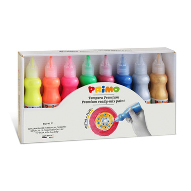 PRIMO Gouache 50ml 004252 Premium Met&Fluo, ass.8 pezzi