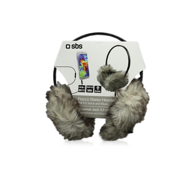 Stereo-Ohrwärmer-Kopfhörer FUR für den Winter, 3,5 mm Klinkenstecker mit Mikrofon und Taste zur Rufannahme | SBS