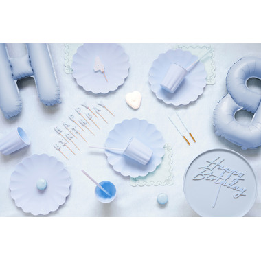 PARTYDECO Caketopper 16.5cm KPT79-093 Happy Birthday bleu clair