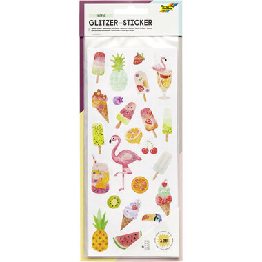 FOLIA Glitzer-Sticker 1414 Exotic 5 Blatt/128 Stück