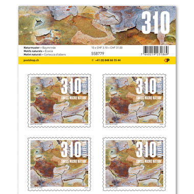 Timbres CHF 3.10 «Écorce», Feuille de 10 timbres