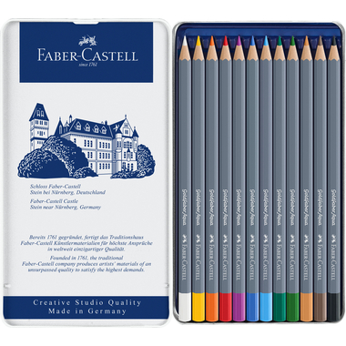 FABER-CASTELL Goldfaber crayon aquarelle 114612 boîte métal à 12 pcs.