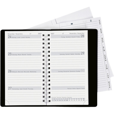 BIELLA Agenda Bruxelles Wire-O 2027 858773020027U 1S/2P noir ML 8.5x15.3cm