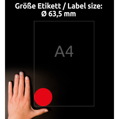 AVERY ZWECKFORM Etiketten 63,5mm L7670R-25 rot 300 Stück