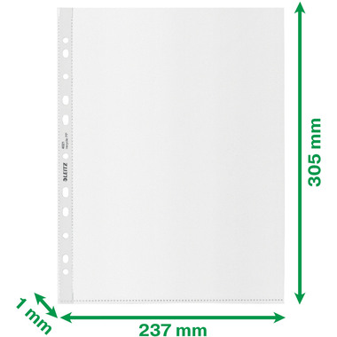 LEITZ Zeigetaschen PP Recycle A4 4021-00-03 transparent, 100my 25 Stück