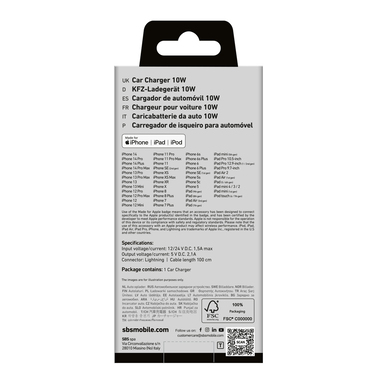 Chargeur auto Lightning pour iPhone | SBS