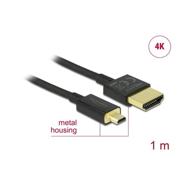 Delock Kabel 4K 60Hz HDMI - Micro-HDMI (HDMI-D), 1 m, Schwarz