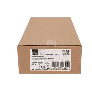 Max Hauri Steckdosenleiste Power Line 8x Typ 13 Grau/Schwarz