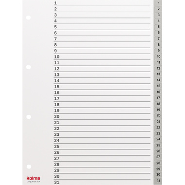 KOLMA Register LongLife A4 19.314.03 grau 1-31