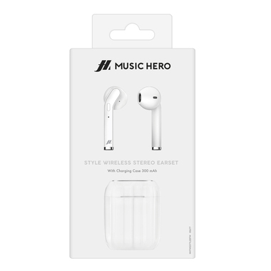Wireless stereo earphones with 300mAh charging base, multifunction buttons for music and calls