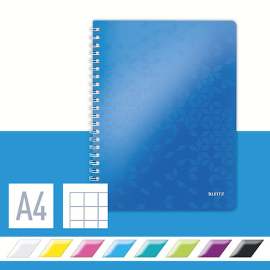 LEITZ Libro spirale WOW PP A 46380036 blu, 5mm quadrettato 80 fogli
