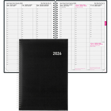 BIELLA Agenda Quarta Wire-O 2026 803417020026U 1S/2P noir ML 21x29.7cm