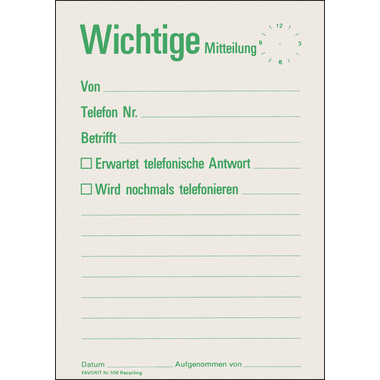 FAVORIT Mitteilungsblock A6 106 recycling 60 Blatt