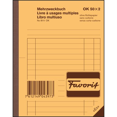 FAVORIT Livre polyvalent D/F/I A6 8111OK bleu/blanc 50x2 feuilles