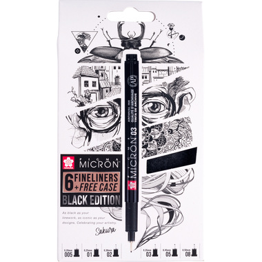 SAKURA Pigma Micron Set 0.05-0.8mm POXSDKB6 mit Stifteetui 6 Stück