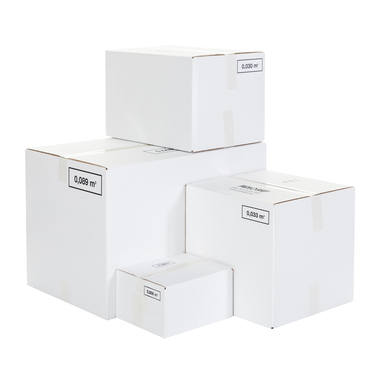 Folding box of 1-wall cardboard in white 229x189x121mm