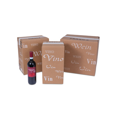 Bottle packaging "Trans-Scripto" for 12x 0.75l bottles with bottle height 330mm & Ø83mm