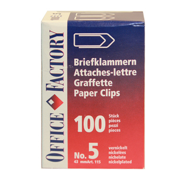SMART OFFICE Trombones No.5 115 nickelées, 43mm 100 pcs.