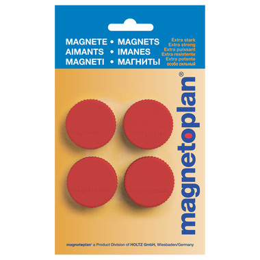 MAGNETOPLAN Calamita Magnum 16600406 rosso, Blister 4 pezzi