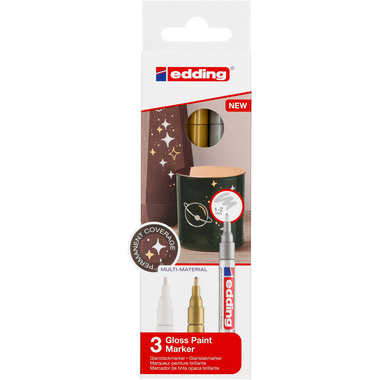 EDDING Paintmarker 751 1-2mm 751-E3-met gold/silver/white 3 Stück