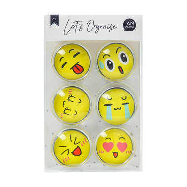 I AM CREATIVE Magnet Smiley Let`s Organize 4035.64 Glas, 30mm 6 Stück
