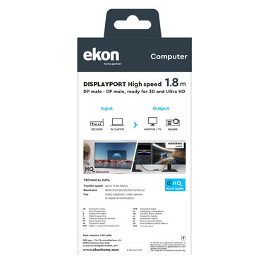 Câble DisplayPort pour haute résolution 4K Ultra HD | Ekon