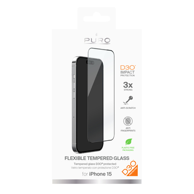 Flexible tempered glass D3O for iPhone 15 | Puro 