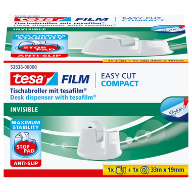 TESA Tischabroller EasyCut 19mmx33m 538380000 weiss