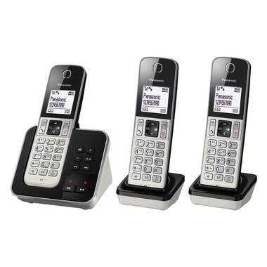 Panasonic Schnurlostelefon KX-TGD323SLW Trio Schwarz/Silber