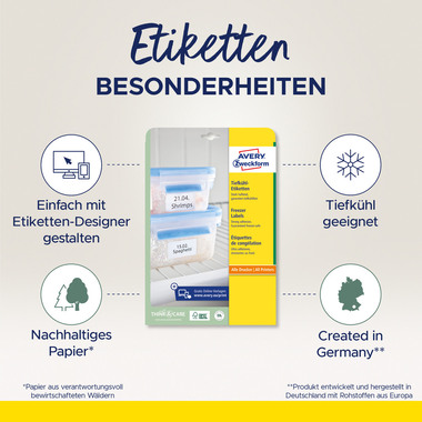 AVERY ZWECKFORM Tiefkühletiketten 38,1x21,1mm L7971-25 1625 Stück