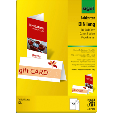 SIGEL Faltkarten A6/5 DP810 weiss, 185g 50 Stück