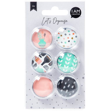 I AM CREATIVE Aimant Fresh Let`s Organize 4035.55 Verre, 3x1cm 6 pièces