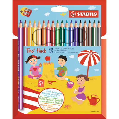 STABILO Crayon de couleure Trio 203/218 Etui, c/taille-crayon 18 pcs.