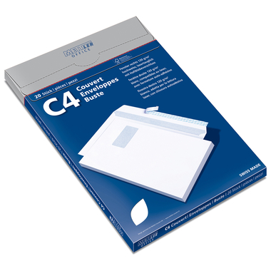 METTLER Envelope fenêtre droit C4 9064-120-S20 120g,blanc,colle 20 pcs.